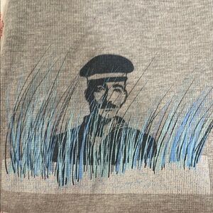 MATE the Label Gray and Blue Long Sleeve Tee with Fishing Graphic